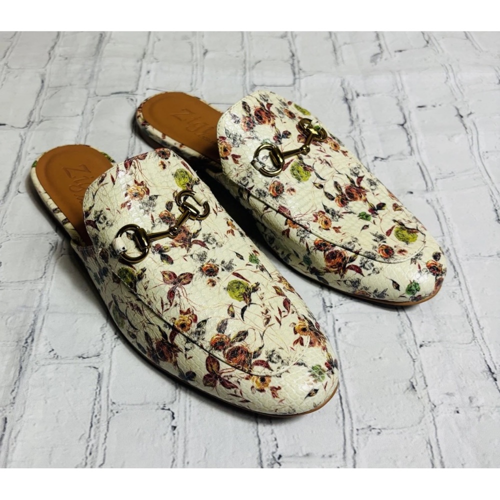 Zigi Artisan Floral Snake Embossed Horsebit Loafer Mules 10 Chic Slip-On Shoes - Picture 2 of 15